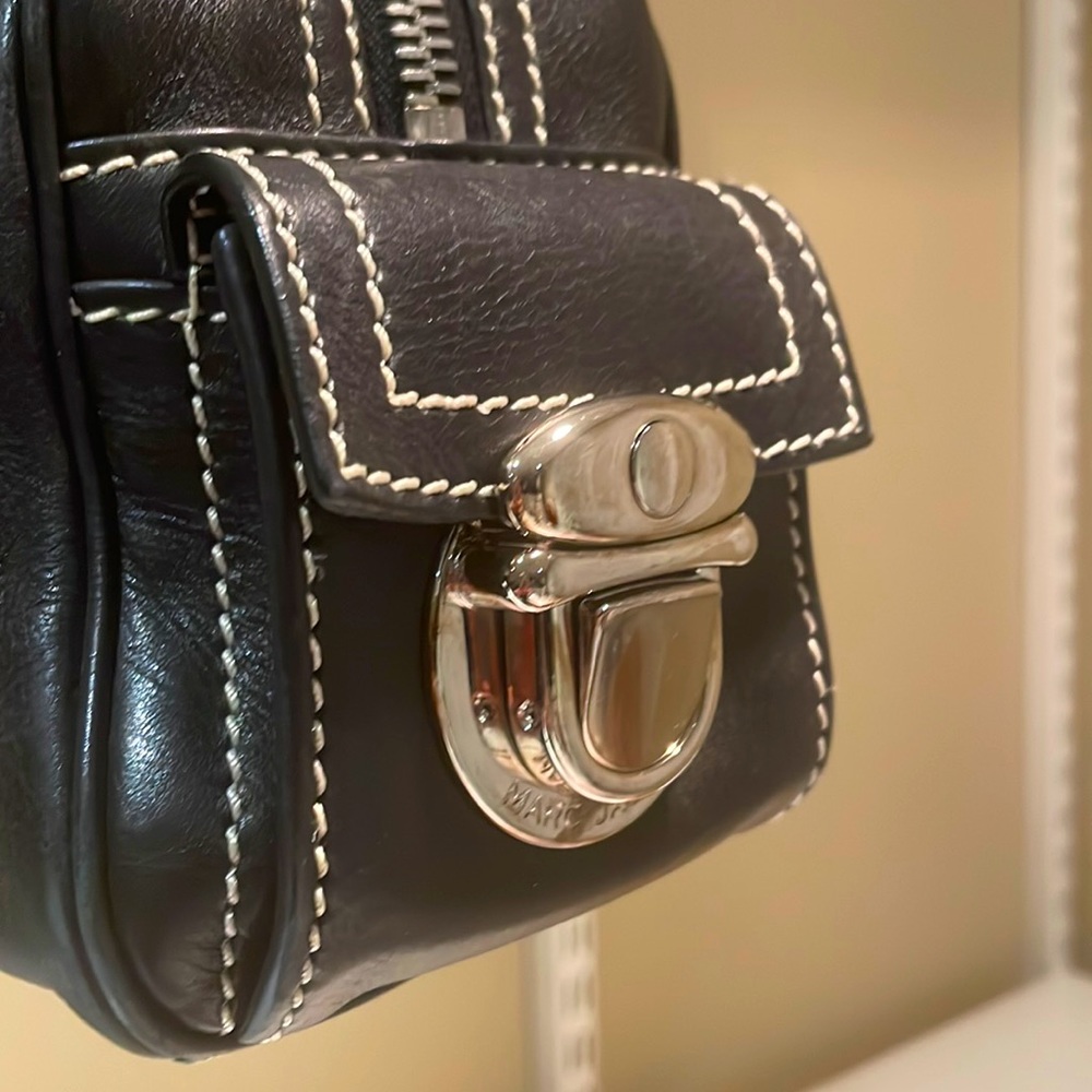 Marc Jacobs Black leather vintage handbag with classic big silver buckles